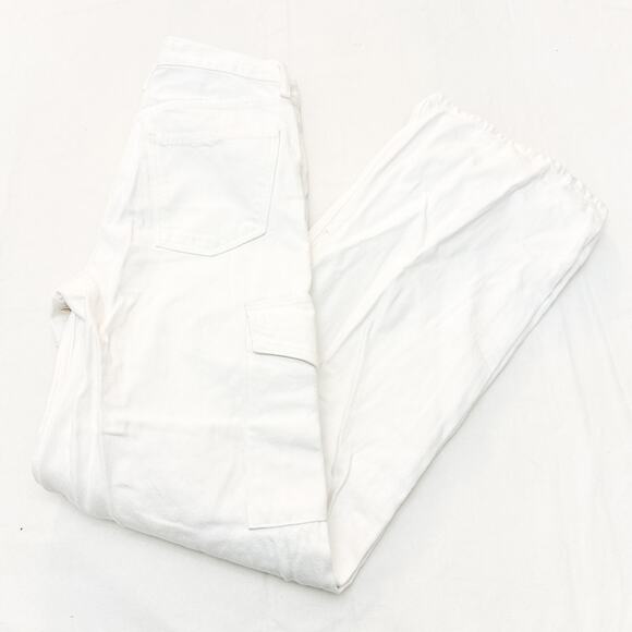 AGOLDE Minka Cargo Wide Leg White Denim Jeans A9117-1183 Zip Fly Size 24 - Picture 9 of 9